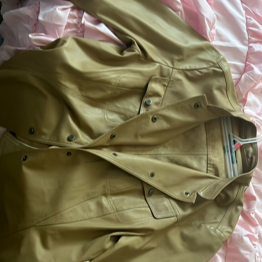 Tan leather brown jacket